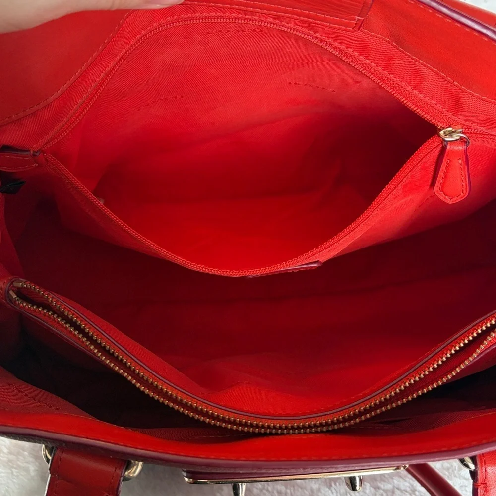 Coach Swagger Carryall Colorblock Pebbled Leather Satchel Bag